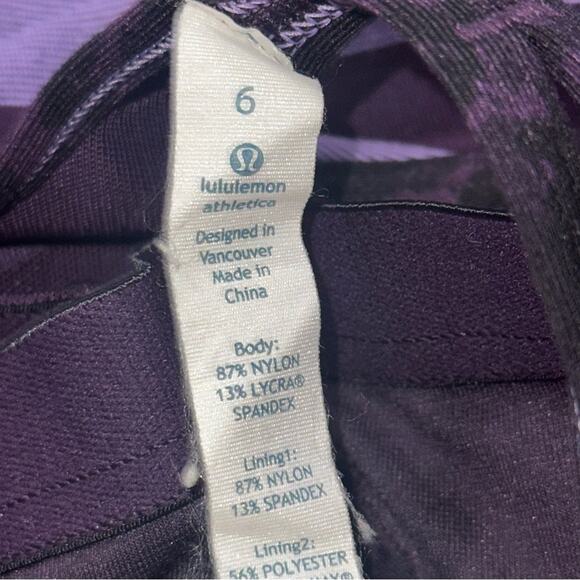 Lululemon Size 6 Micro Macro Stripe Deep Zinfandel Purple Black Power Y Tank Top - Picture 6 of 7